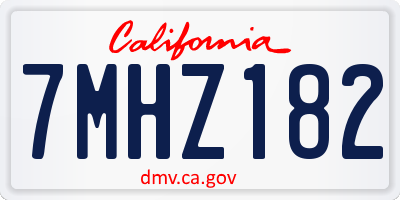 CA license plate 7MHZ182
