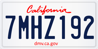 CA license plate 7MHZ192