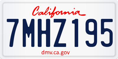 CA license plate 7MHZ195