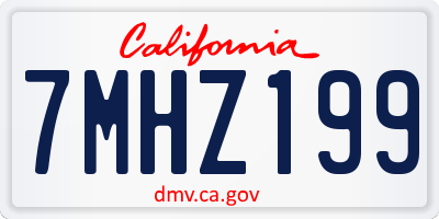 CA license plate 7MHZ199
