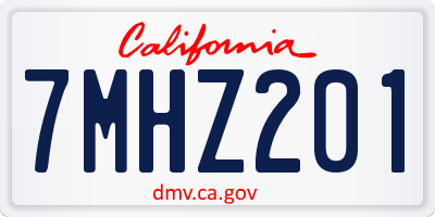 CA license plate 7MHZ201