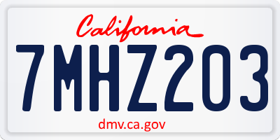 CA license plate 7MHZ203