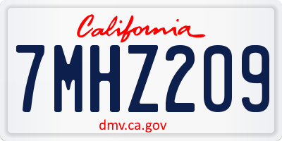 CA license plate 7MHZ209
