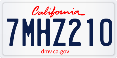 CA license plate 7MHZ210
