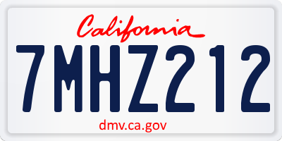 CA license plate 7MHZ212