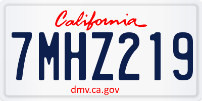 CA license plate 7MHZ219