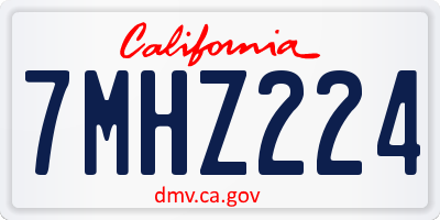CA license plate 7MHZ224