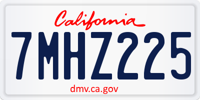CA license plate 7MHZ225