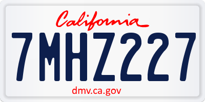 CA license plate 7MHZ227