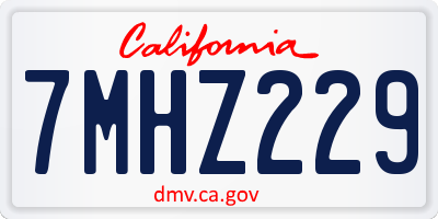 CA license plate 7MHZ229