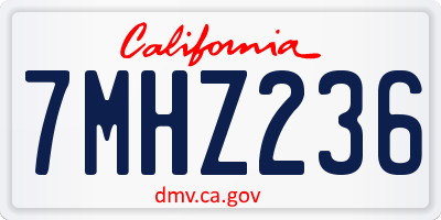 CA license plate 7MHZ236