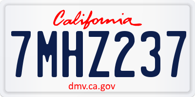CA license plate 7MHZ237