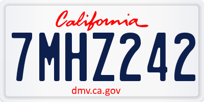 CA license plate 7MHZ242