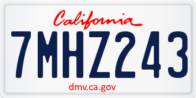 CA license plate 7MHZ243
