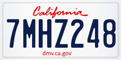 CA license plate 7MHZ248