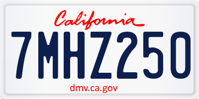 CA license plate 7MHZ250