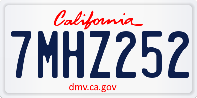 CA license plate 7MHZ252