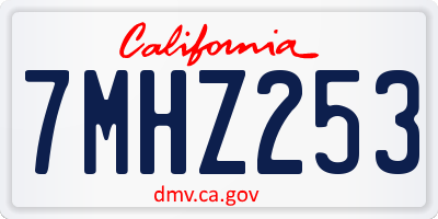 CA license plate 7MHZ253