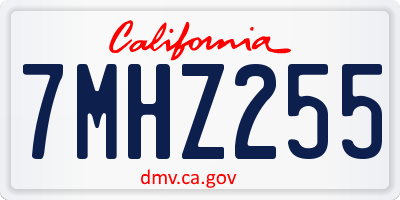 CA license plate 7MHZ255
