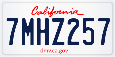 CA license plate 7MHZ257