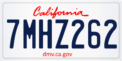 CA license plate 7MHZ262