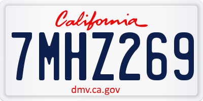 CA license plate 7MHZ269