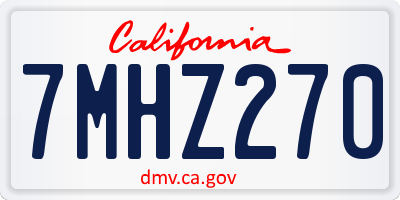 CA license plate 7MHZ270