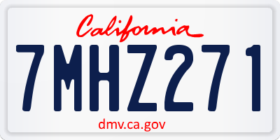 CA license plate 7MHZ271