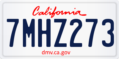 CA license plate 7MHZ273