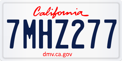 CA license plate 7MHZ277
