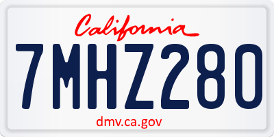 CA license plate 7MHZ280