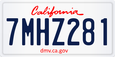 CA license plate 7MHZ281