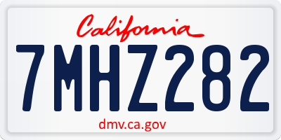 CA license plate 7MHZ282