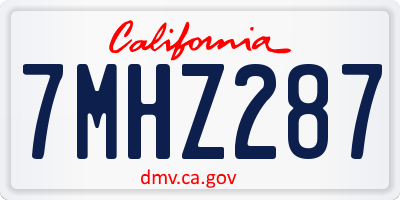 CA license plate 7MHZ287