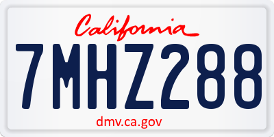 CA license plate 7MHZ288