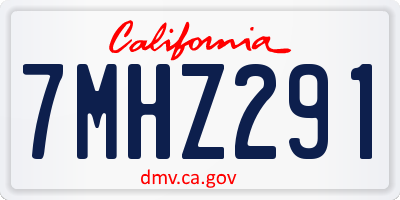 CA license plate 7MHZ291