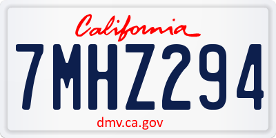 CA license plate 7MHZ294
