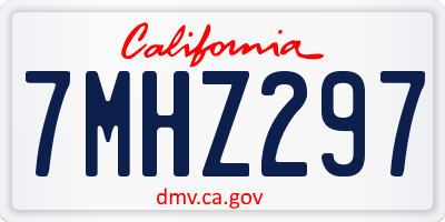 CA license plate 7MHZ297