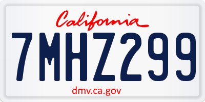 CA license plate 7MHZ299
