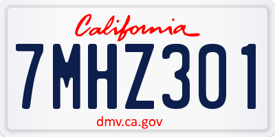 CA license plate 7MHZ301