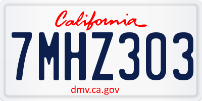 CA license plate 7MHZ303