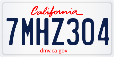 CA license plate 7MHZ304