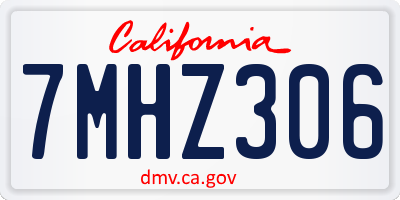 CA license plate 7MHZ306