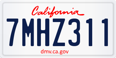 CA license plate 7MHZ311