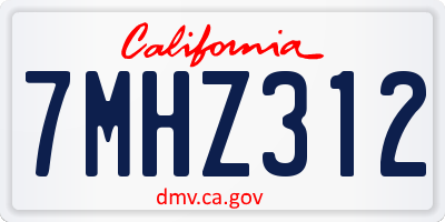 CA license plate 7MHZ312