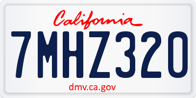 CA license plate 7MHZ320