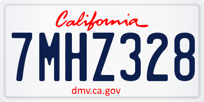 CA license plate 7MHZ328