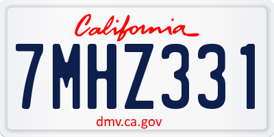 CA license plate 7MHZ331