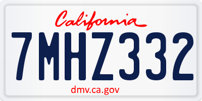 CA license plate 7MHZ332