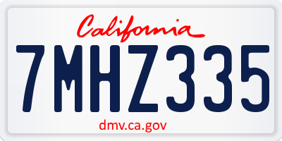 CA license plate 7MHZ335